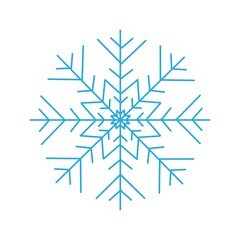 Gorgeous blue snowflake isolated on a white background. Winter decor elements for postcards, wrapping paper, banner, magazine and more. Stock vector illustration for decoration and design
