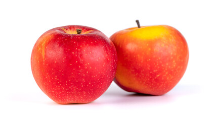 Two fresh red apples isolated on white background