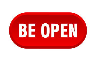 be open button. rounded sign on white background