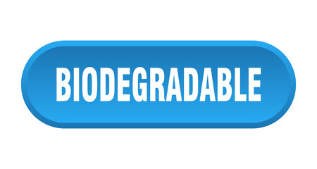 biodegradable button. rounded sign on white background
