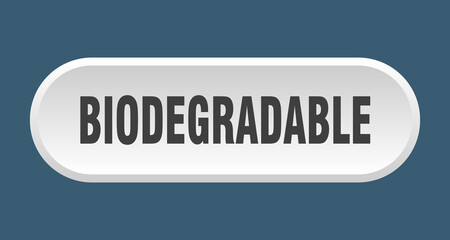 biodegradable button. rounded sign on white background