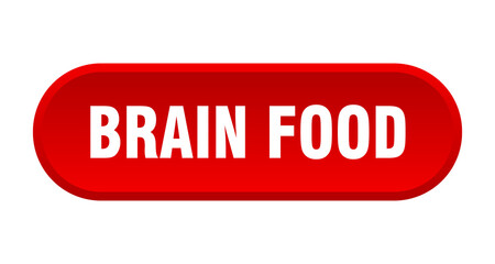 brain food button. rounded sign on white background