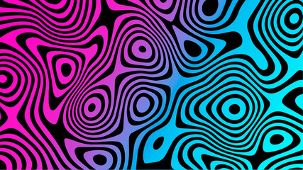 Optical illusion pattern. Geometric background with colored stripes. Vector illustration