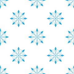 Fototapeta premium Graceful seamless pattern from cute snowflakes on a white background. Winter elements in a flat style for cards, wrapping paper, fabric, wallpaper and more. Stock vector illustration for design 