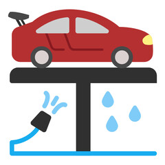 Naklejka premium Pressure Washer Vector Color Icon Design, Decon wash & Detail Center equipment on white background, Car Washing Lift with hose pipe Concept, Automotive Sterilization and Sanitizing System 