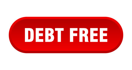debt free button. rounded sign on white background