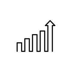 Growing graph icon in black. Chart with an upward trend arrow. Economy concept. Vector on isolated white background. EPS 10