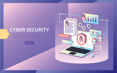 Safety and confidential data protection. VPN internet network security. 
Traffic encryption personal privacy concept with isometric design. 
web landing page, banner, presentation, social, print media