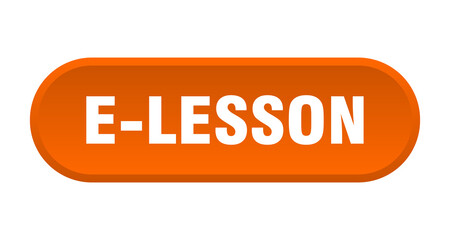 e-lesson button. rounded sign on white background