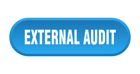 external audit button. rounded sign on white background