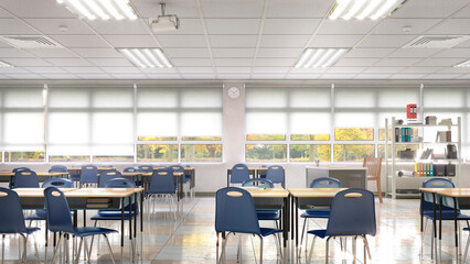 Fototapeta High school classroom interior. 3d illustration obraz