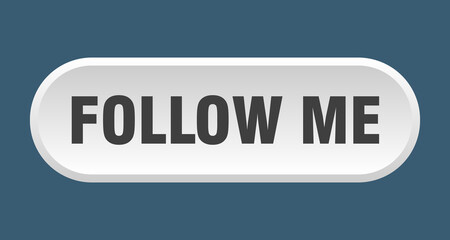 follow me button. rounded sign on white background