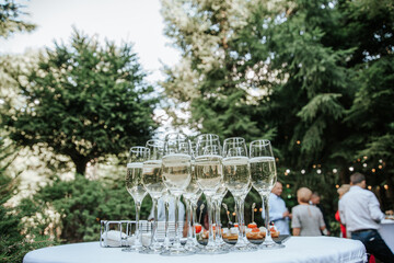 glasses of champagne at the gala buffet