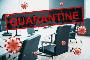 Concept empty corporate office closed for quarantine due to coronavirus, COVID-19