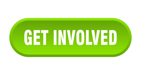get involved button. rounded sign on white background