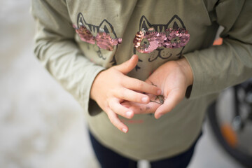 kide with a lizard on his hands