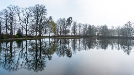 Nice scape of Drei Weieren in St. Gallen late morning , The Charimg city and also Unesco heritage sites in Switzerland 