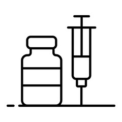 
Editable vector of injection with pills jar, vaccination 
