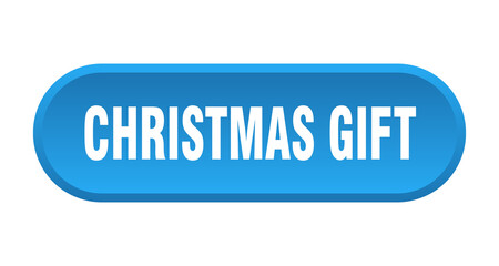 christmas gift button. rounded sign on white background