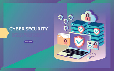 Safety and confidential data protection. VPN internet network security. 
Traffic encryption personal privacy concept with isometric design. 
web landing page, banner, presentation, social, print media