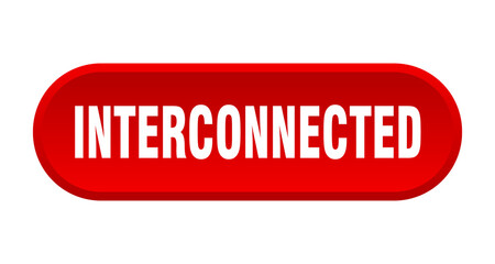 interconnected button. rounded sign on white background