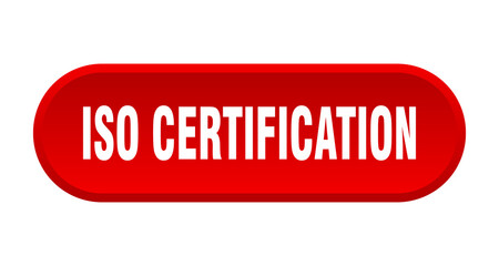 iso certification button. rounded sign on white background