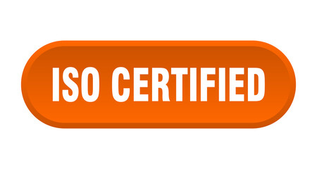 iso certified button. rounded sign on white background
