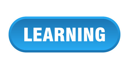 learning button. rounded sign on white background