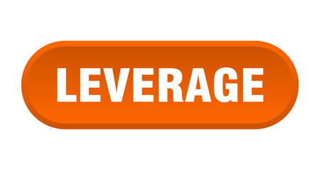leverage button. rounded sign on white background