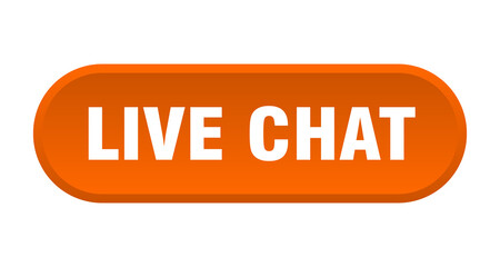live chat button. rounded sign on white background