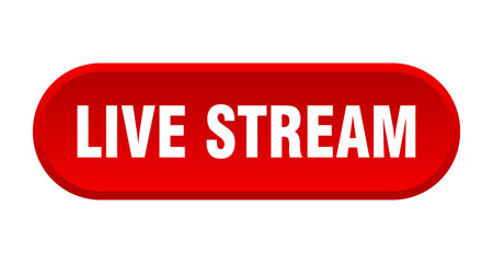 live stream button. rounded sign on white background