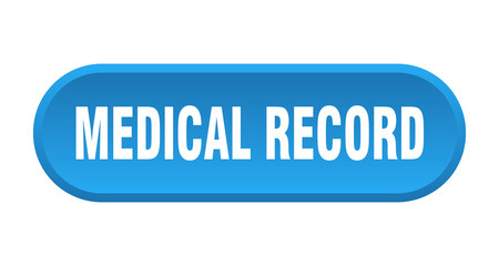 medical record button. rounded sign on white background