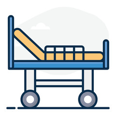 
An icon of patient bed in editable flat style 
