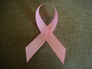 Realistic pink ribbon, breast cancer awareness symbol, OLYMPUS DIGITAL CAMERA