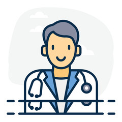 
Man with stethoscope, editable icon of a doctor 
