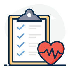 
A flat icon of heart checkup in modern flat style 
