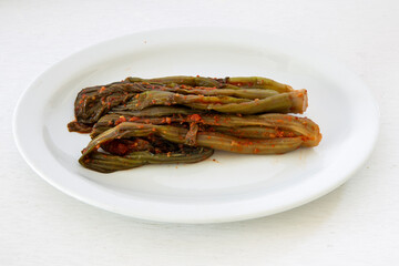 Leaf Mustard Kimchi which is called Dolsan gat kimchi in Korea