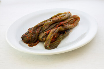Leaf Mustard Kimchi which is called Dolsan gat kimchi in Korea