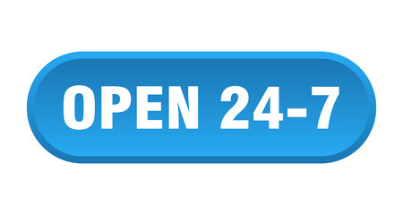 Fototapeta premium open 24 7 button. rounded sign on white background