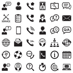 Customer Service Icons. Black Flat Design. Vector Illustration.