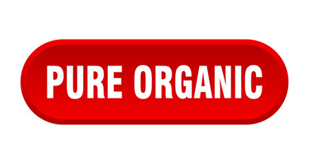 pure organic button. rounded sign on white background