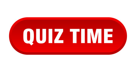 quiz time button. rounded sign on white background