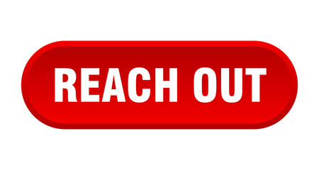reach out button. rounded sign on white background