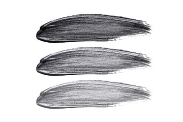 Set of cosmetic samples strokes, black and grey metallic stroke