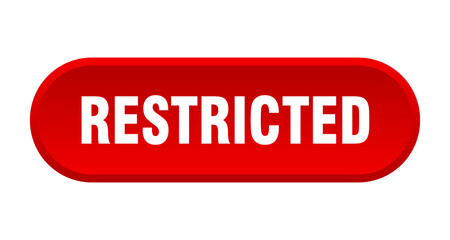 restricted button. rounded sign on white background