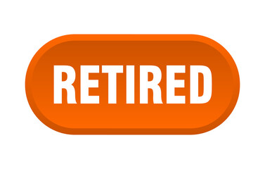 retired button. rounded sign on white background