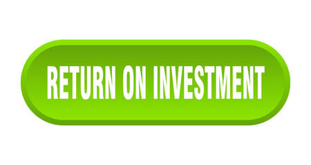 return on investment button. rounded sign on white background