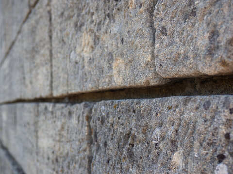 Old Castle Stone Wall Close Up On Details