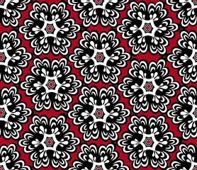 Floral oriental seamless ornament. Ornamental tile pattern with flower bloom in traditional eastern asian style