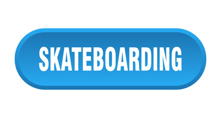 skateboarding button. rounded sign on white background